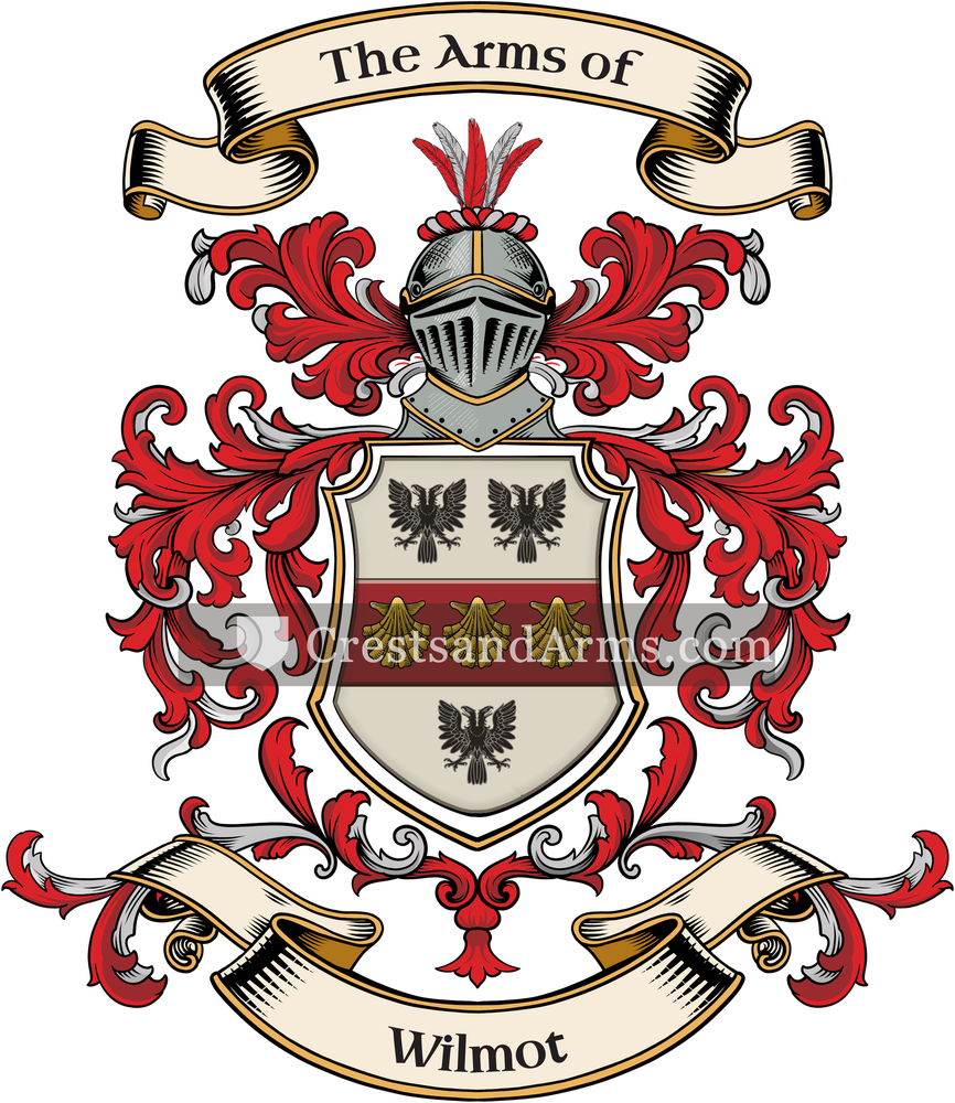 The Wilmot coat of arms, drawn from the recorded blazon