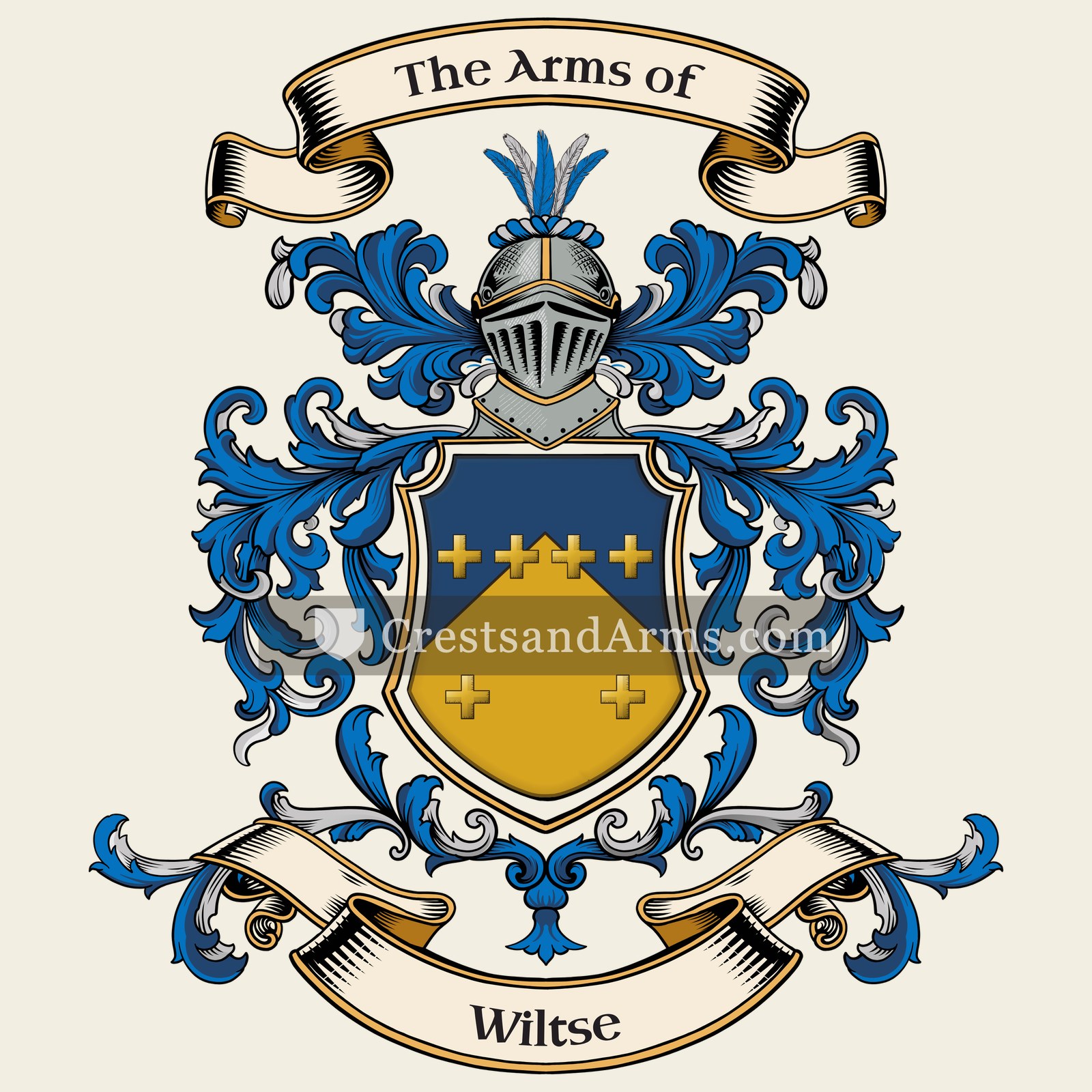 The Wiltse coat of arms, drawn from the recorded blazon