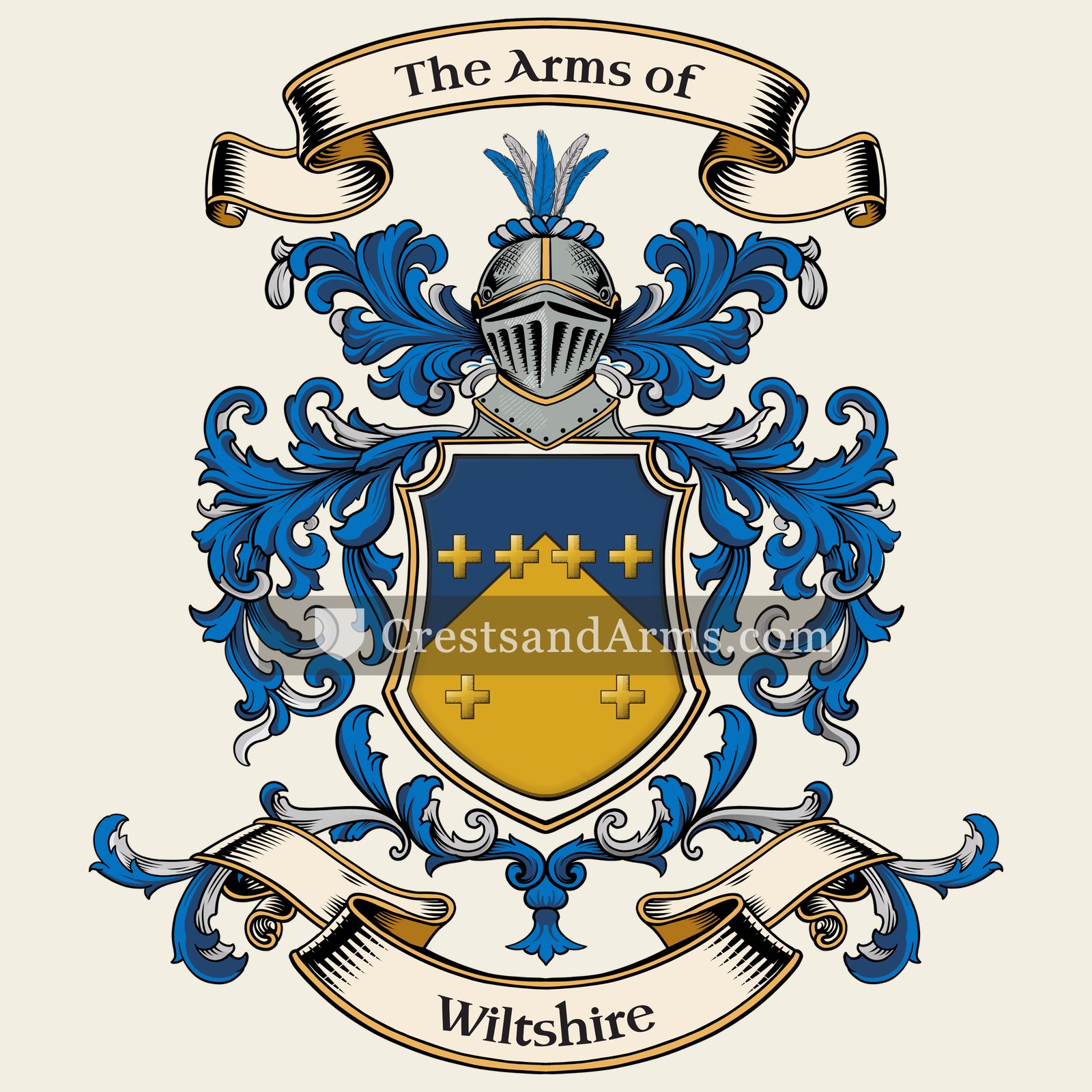 The Wiltshire coat of arms, drawn from the recorded blazon