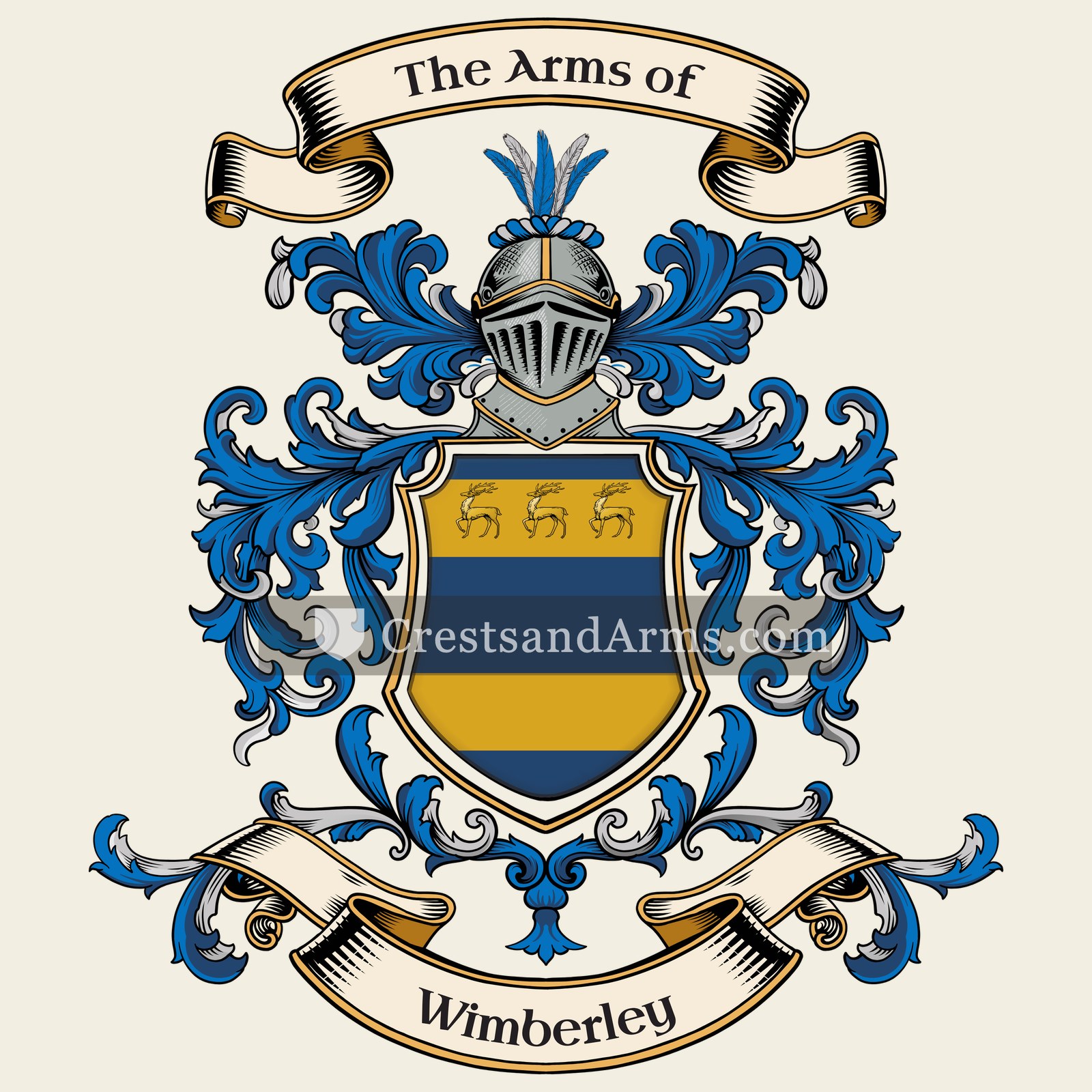 The Wimberley coat of arms, drawn from the recorded blazon