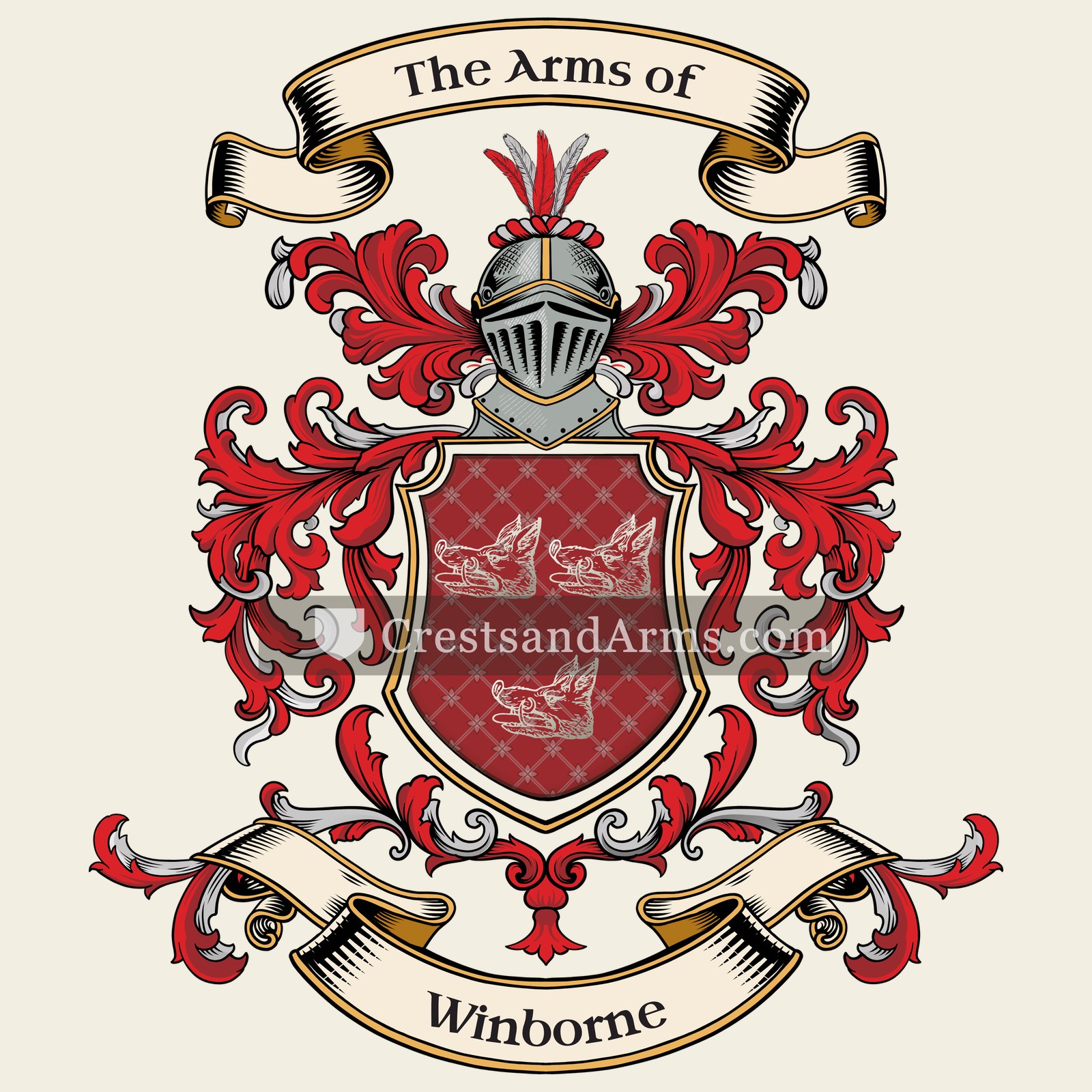 The Winborne coat of arms, drawn from the recorded blazon
