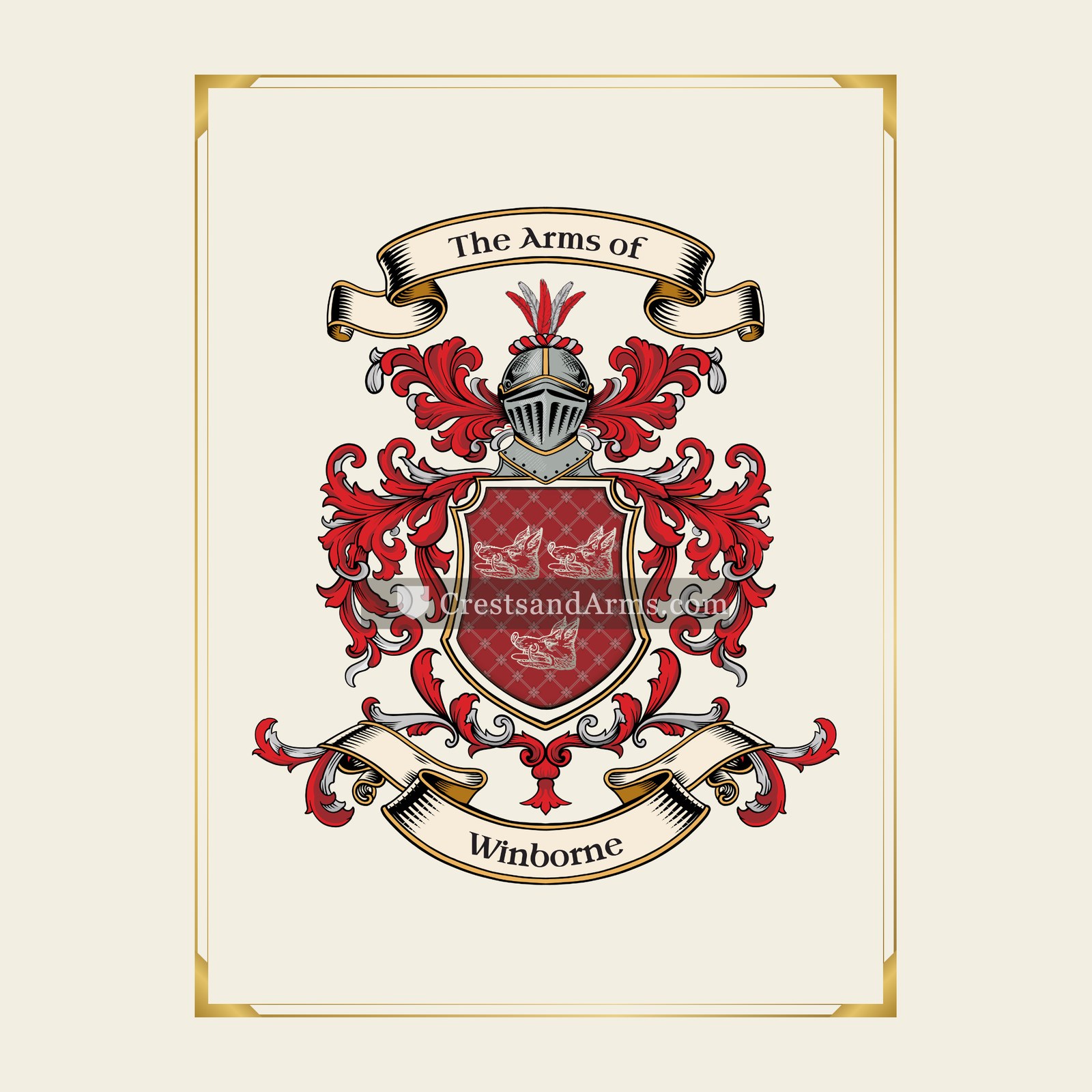 With gold border