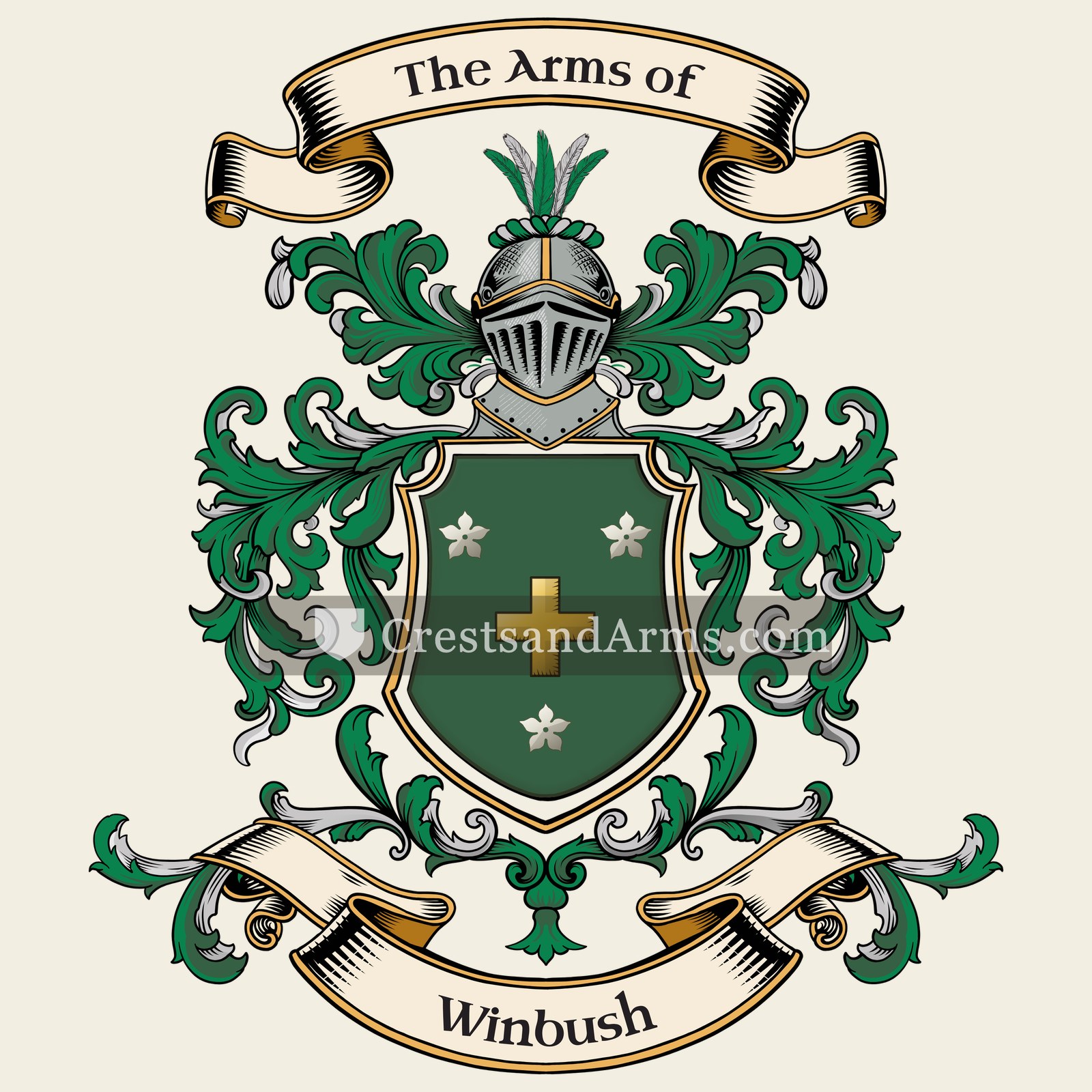 The Winbush coat of arms, drawn from the recorded blazon