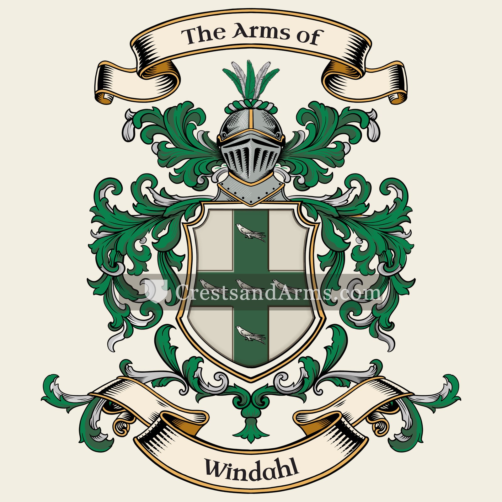 The Windahl coat of arms, drawn from the recorded blazon
