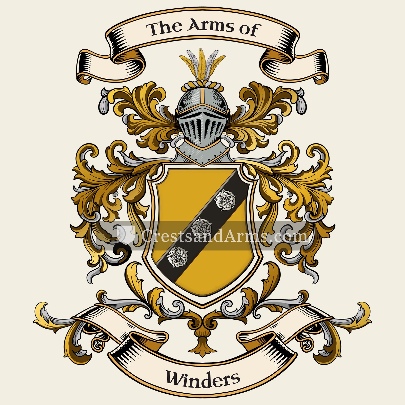 The Winders coat of arms, drawn from the recorded blazon