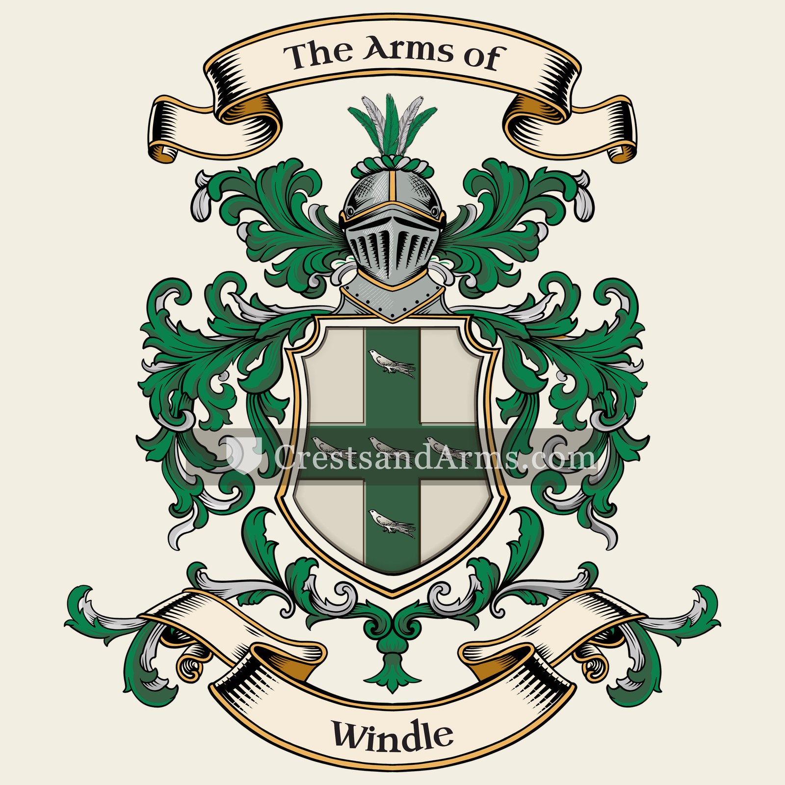 The Windle coat of arms, drawn from the recorded blazon