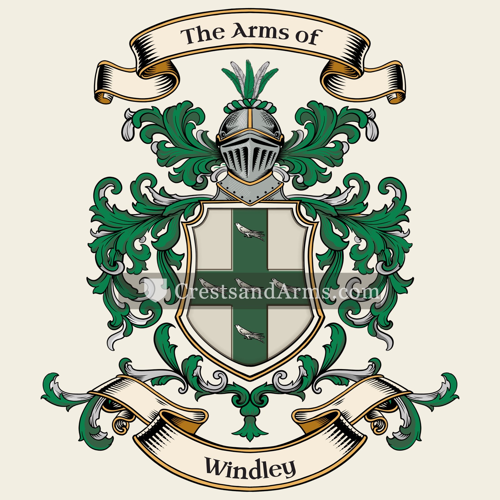 The Windley coat of arms, drawn from the recorded blazon