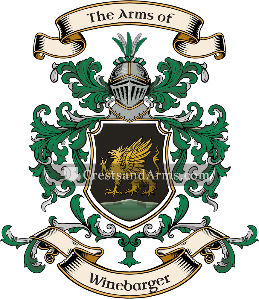 The Winebarger coat of arms, drawn from the recorded blazon