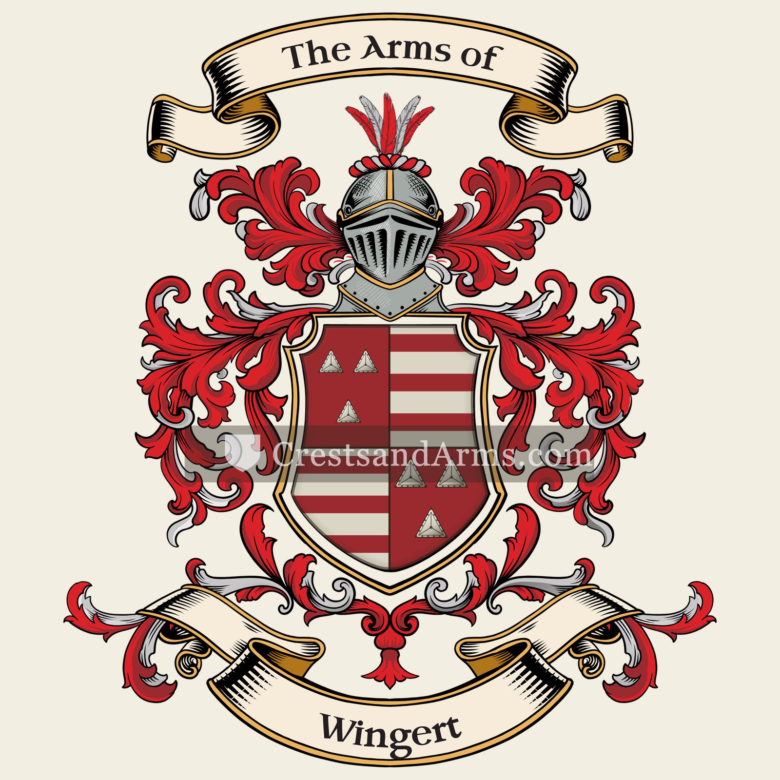The Wingert coat of arms, drawn from the recorded blazon