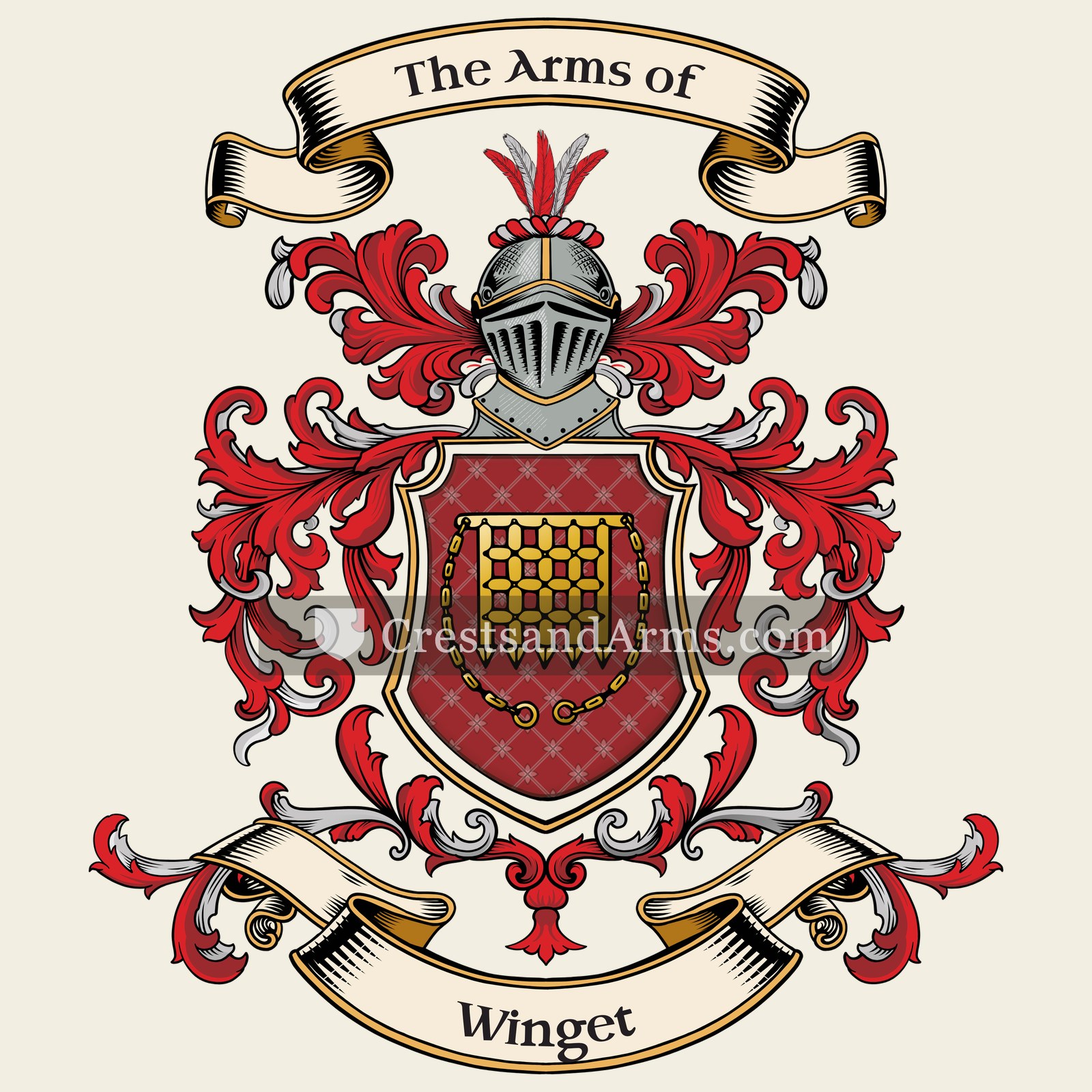 The Winget coat of arms, drawn from the recorded blazon