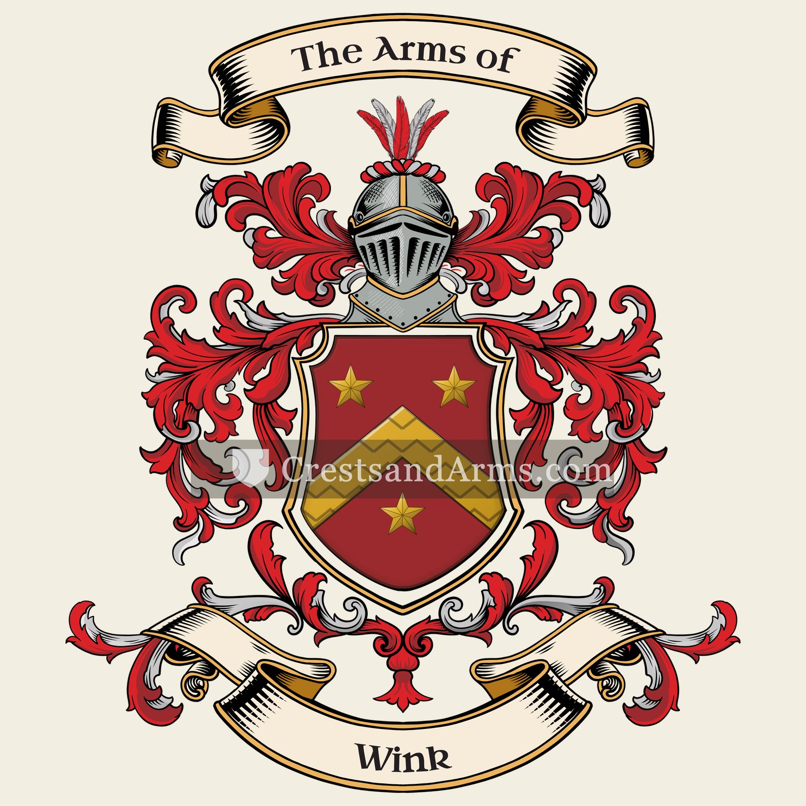 The Wink coat of arms, drawn from the recorded blazon