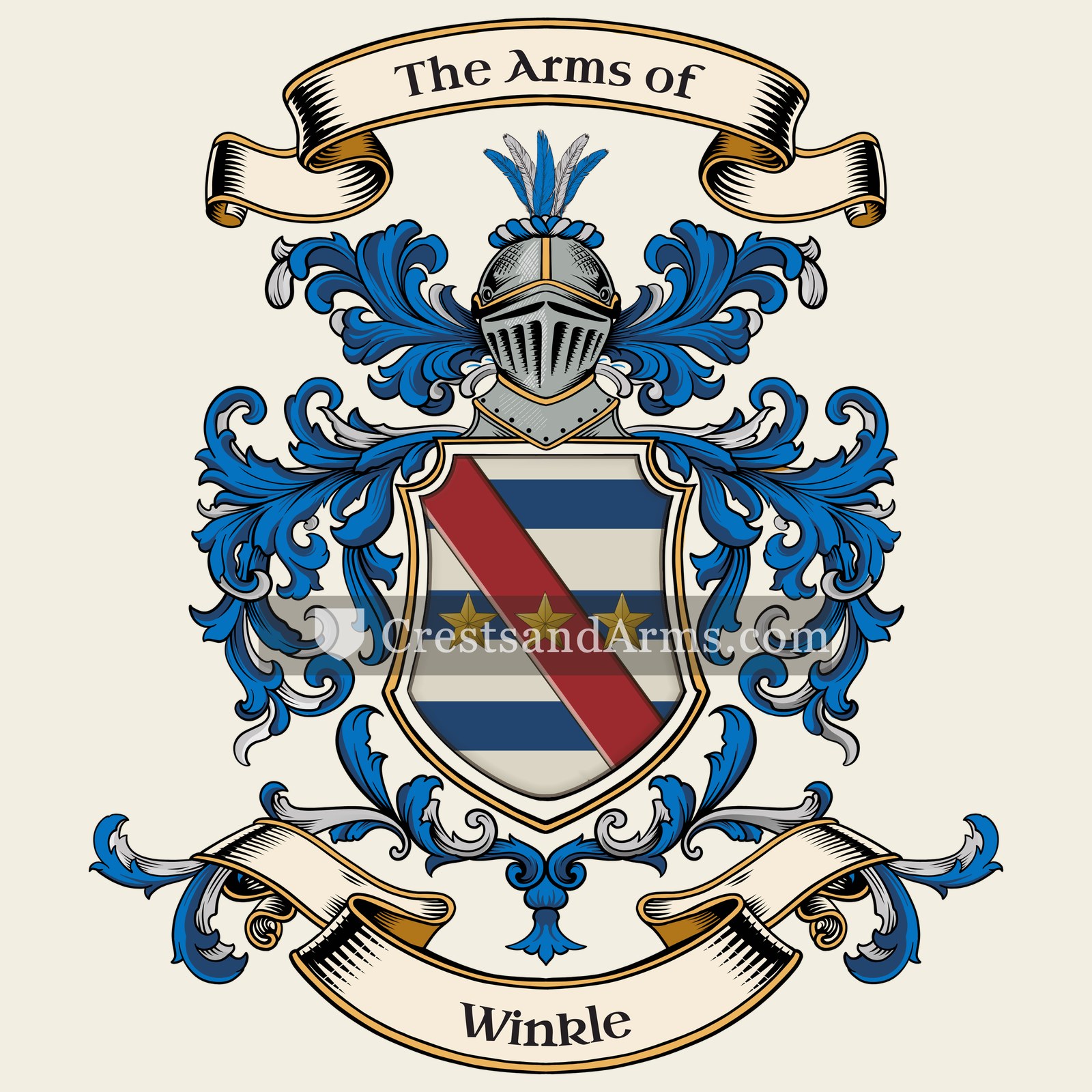 The Winkle coat of arms, drawn from the recorded blazon