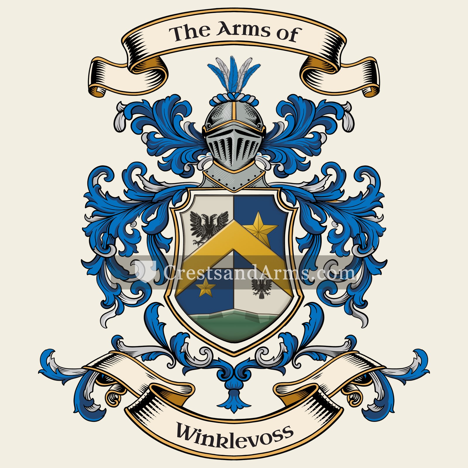 The Winklevoss coat of arms, drawn from the recorded blazon