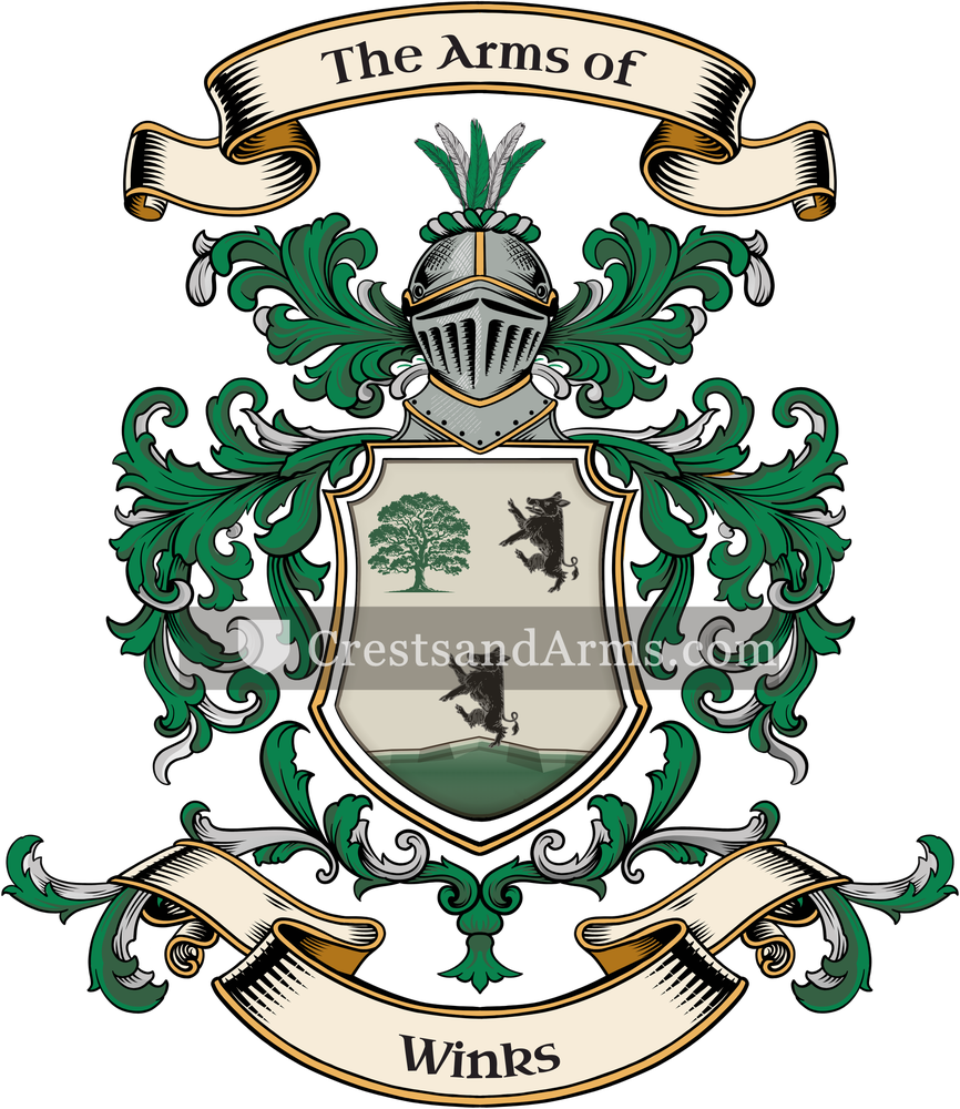 The Winks coat of arms, drawn from the recorded blazon