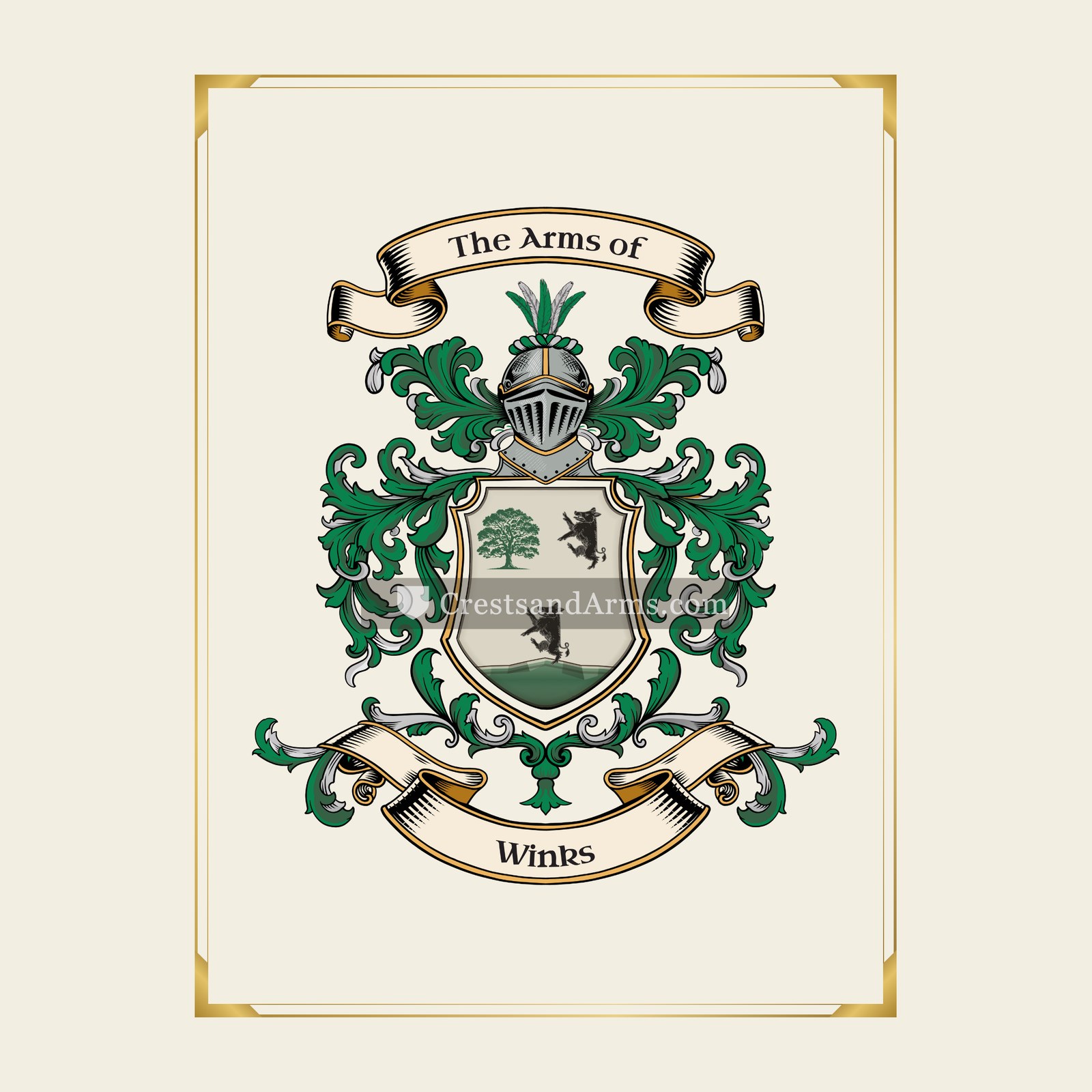 With gold border