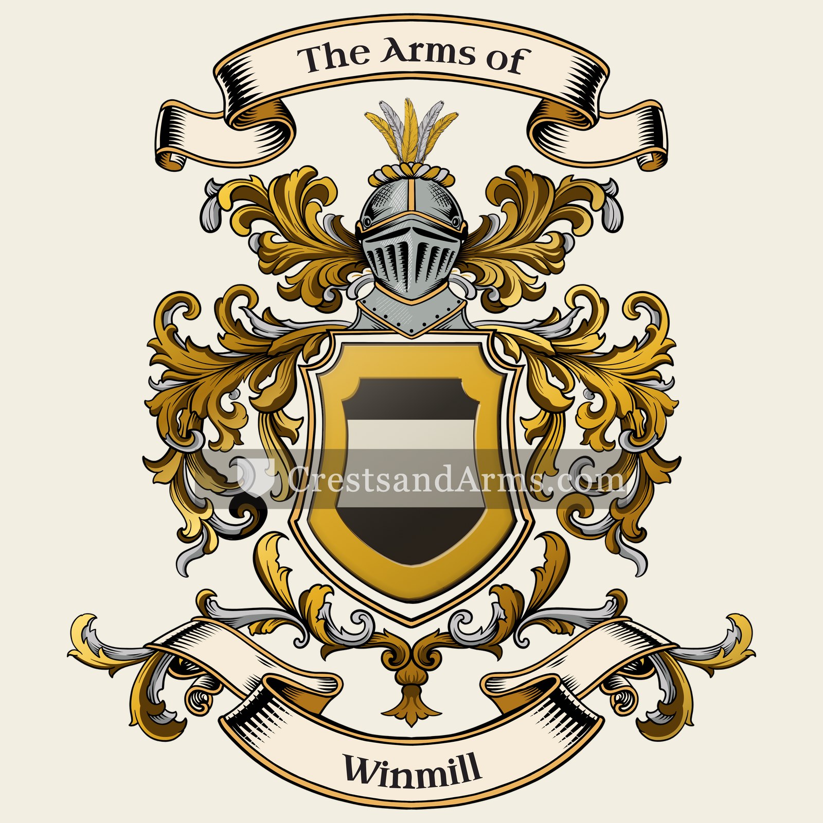 The Winmill coat of arms, drawn from the recorded blazon