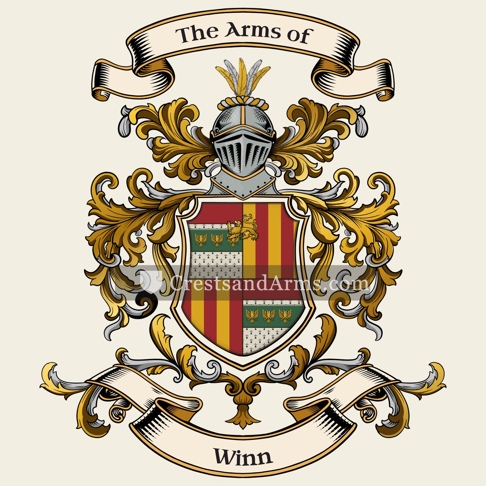 The Winn coat of arms, drawn from the recorded blazon