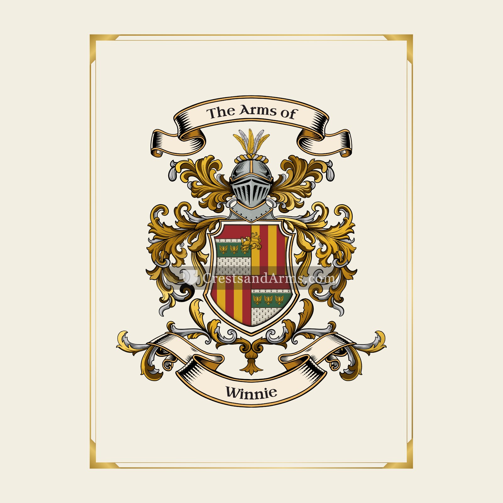 With gold border
