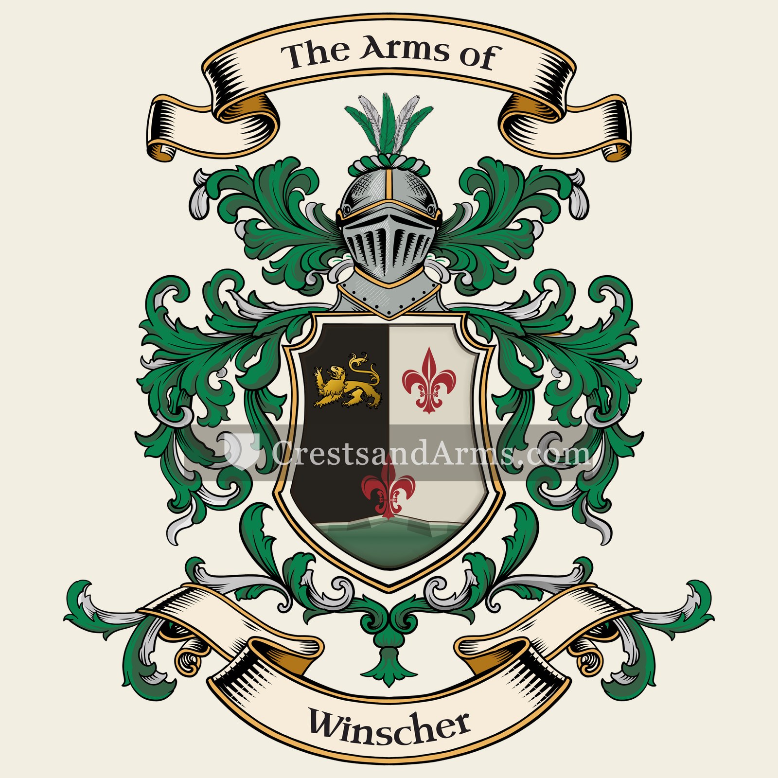 The Winscher coat of arms, drawn from the recorded blazon