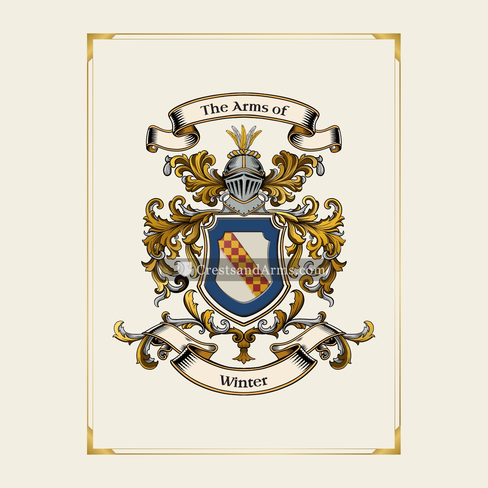 With gold border