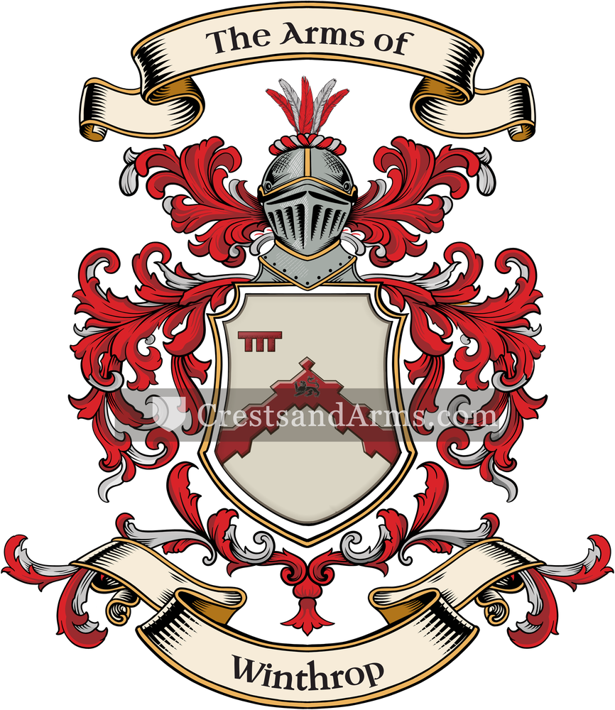 The Winthrop coat of arms, drawn from the recorded blazon
