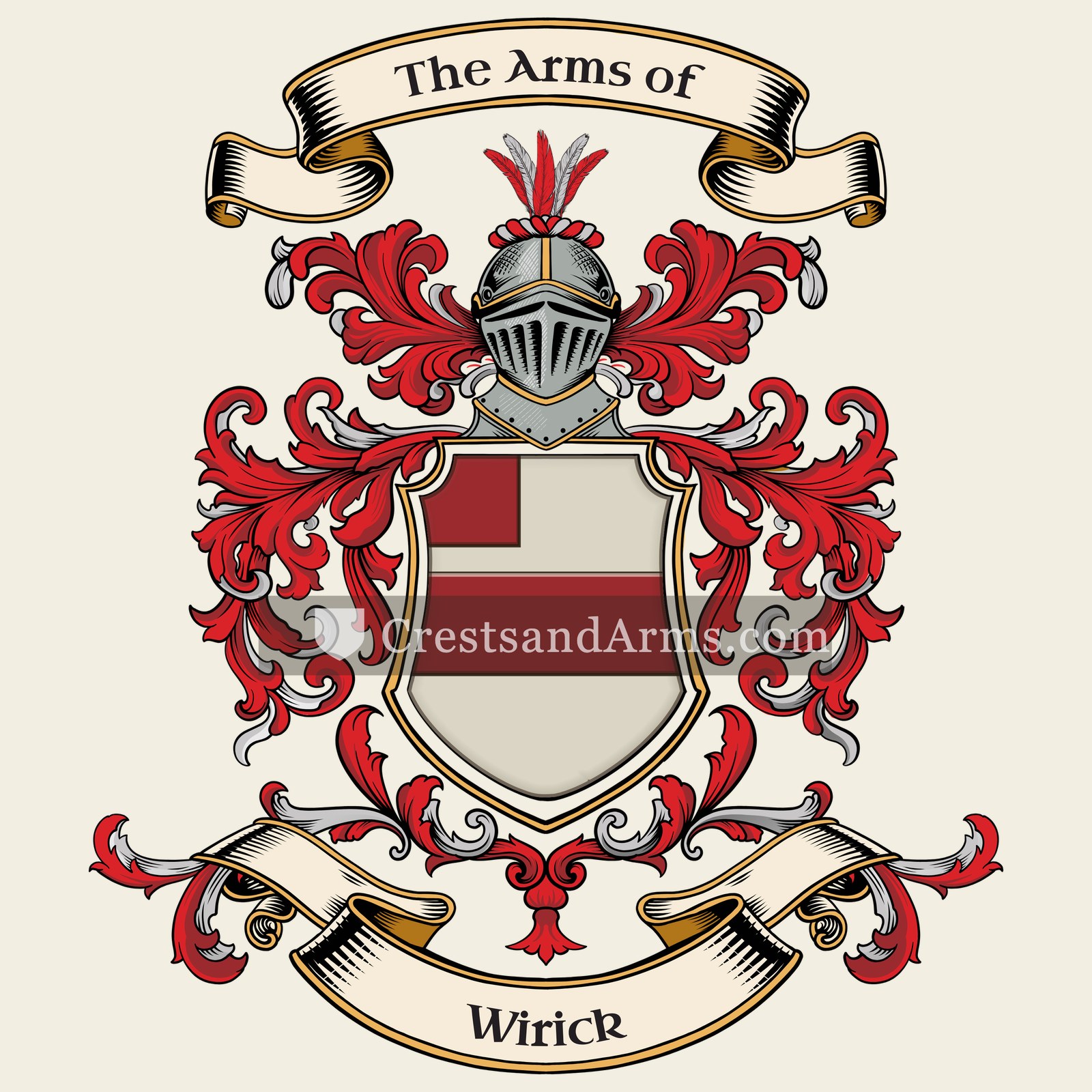 The Wirick coat of arms, drawn from the recorded blazon