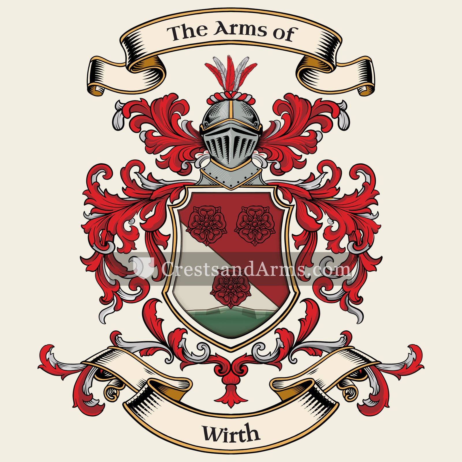 The Wirth coat of arms, drawn from the recorded blazon