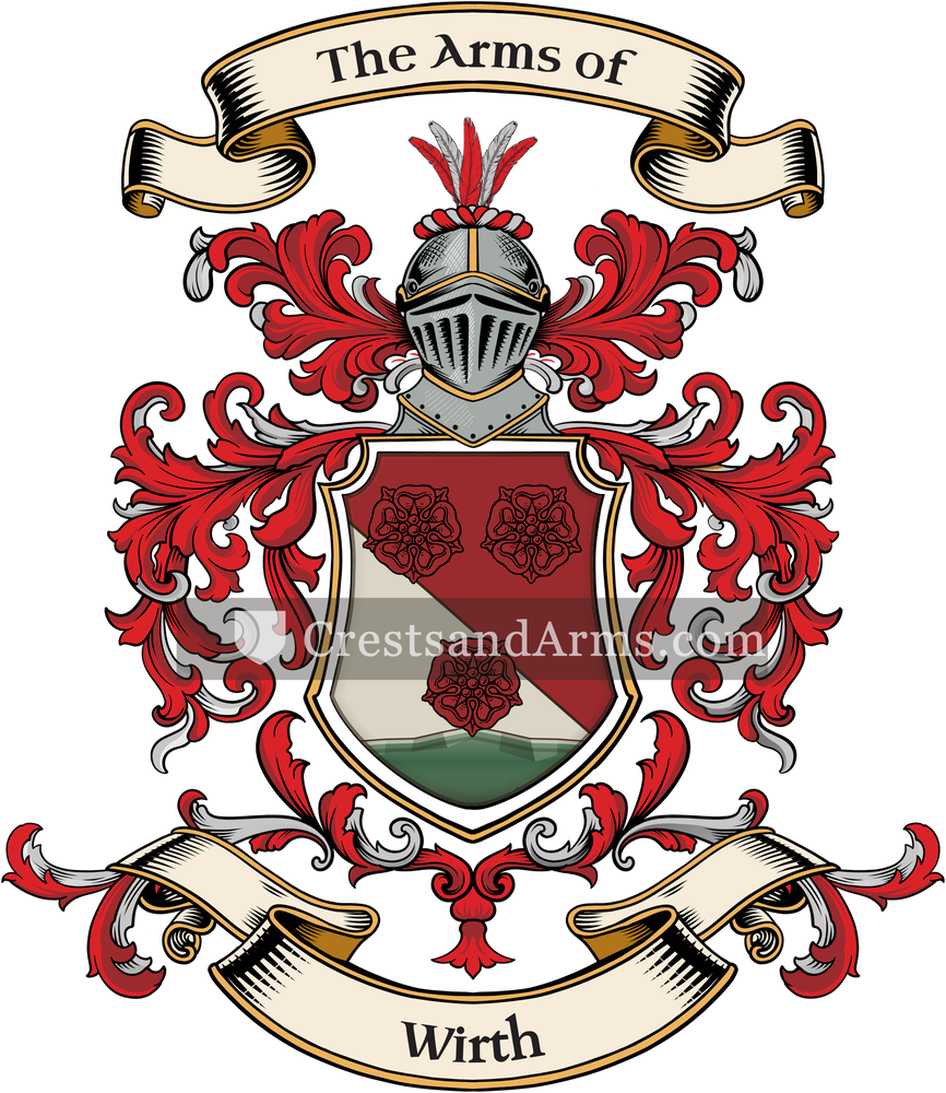 The Wirth coat of arms, drawn from the recorded blazon