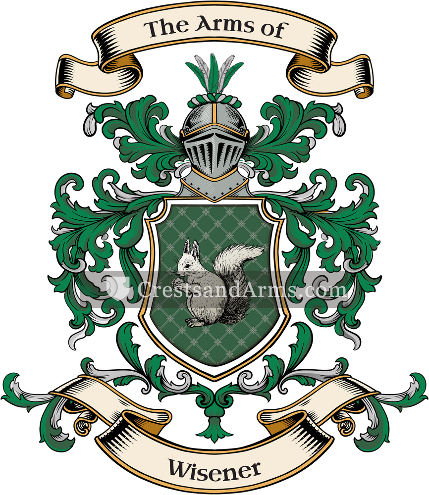 The Wisener coat of arms, drawn from the recorded blazon
