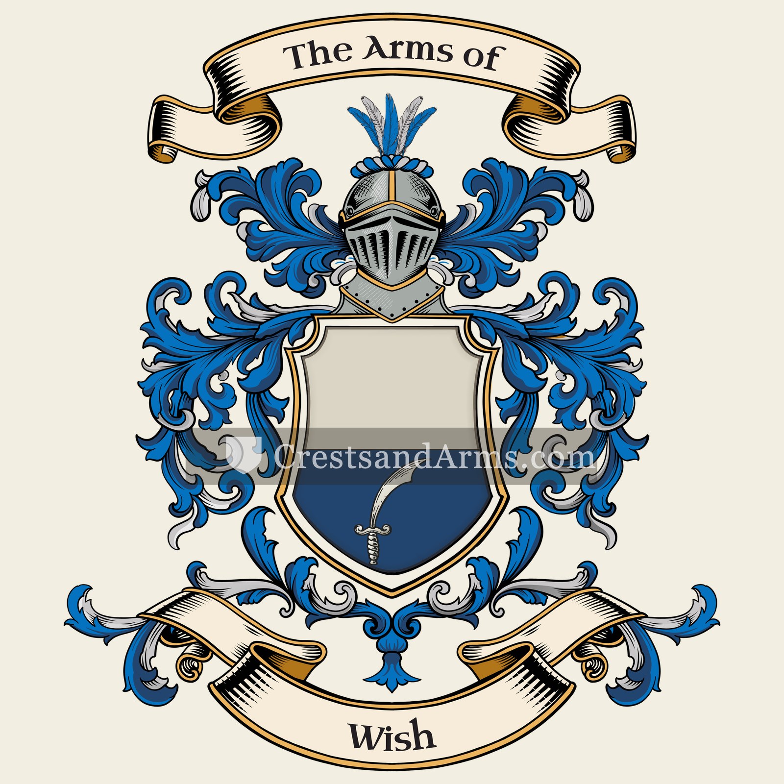 The Wish coat of arms, drawn from the recorded blazon