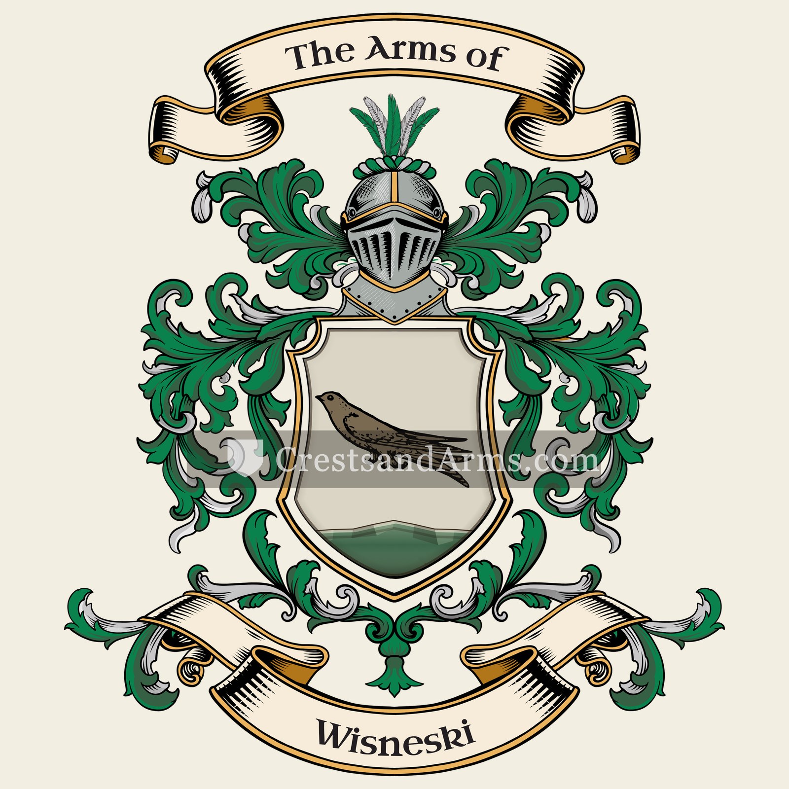 The Wisneski coat of arms, drawn from the recorded blazon