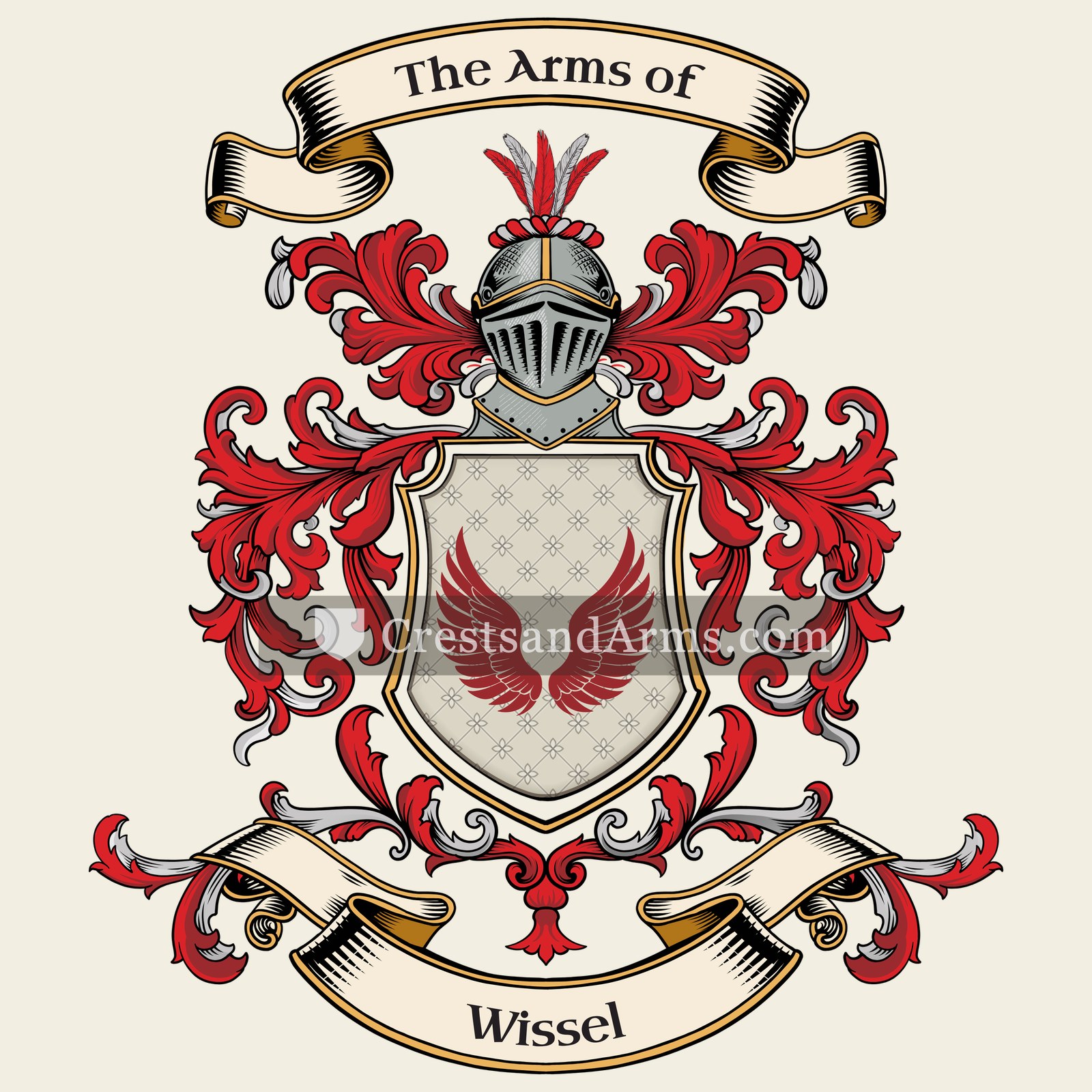 The Wissel coat of arms, drawn from the recorded blazon