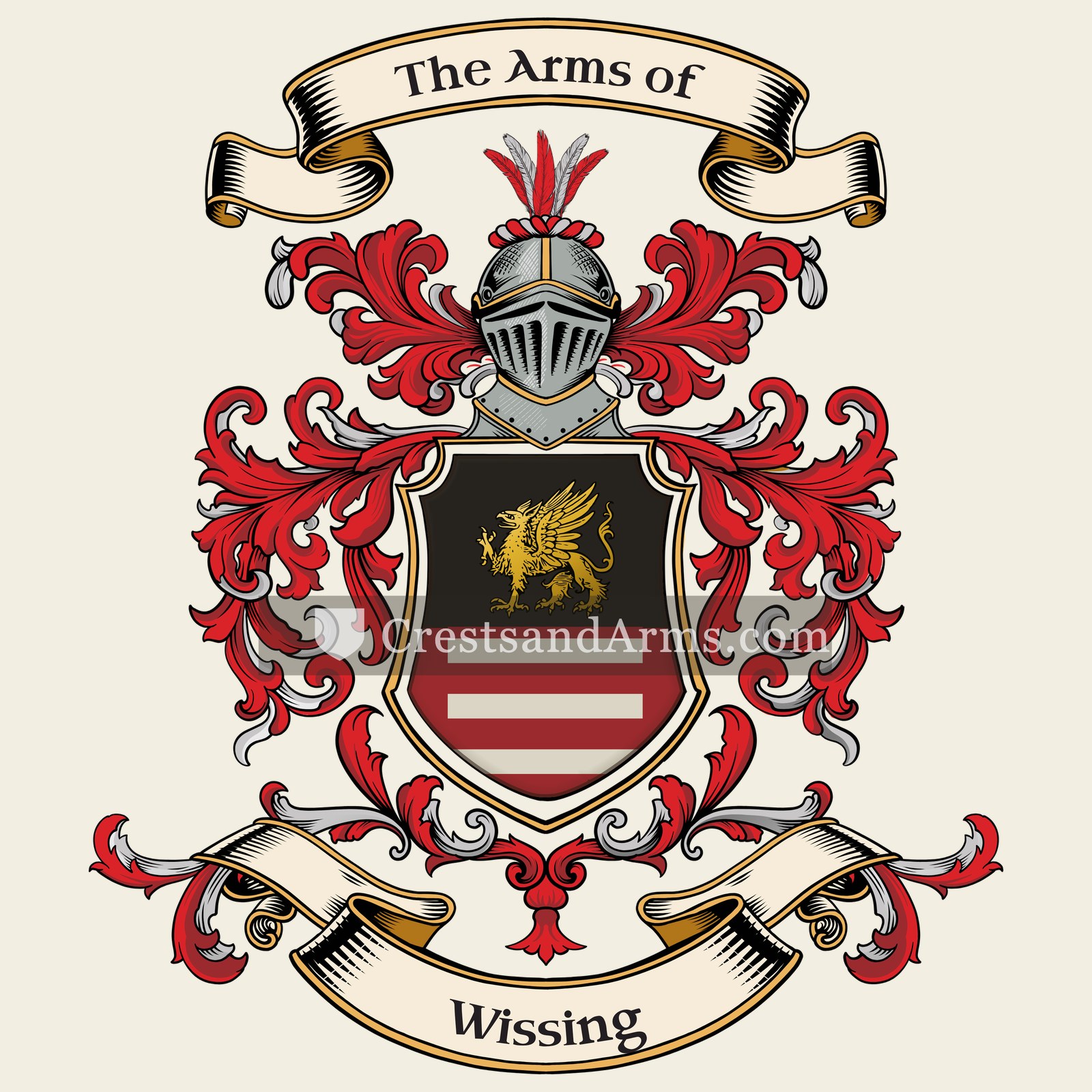 The Wissing coat of arms, drawn from the recorded blazon