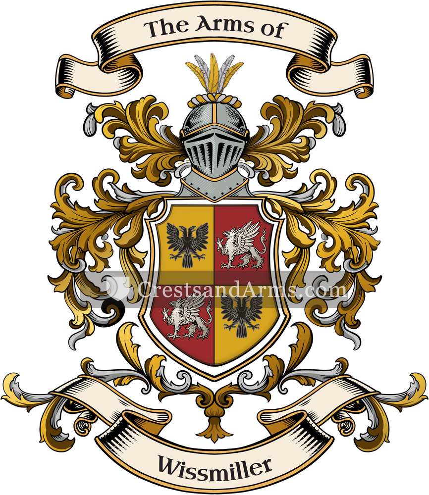 The Wissmiller coat of arms, drawn from the recorded blazon