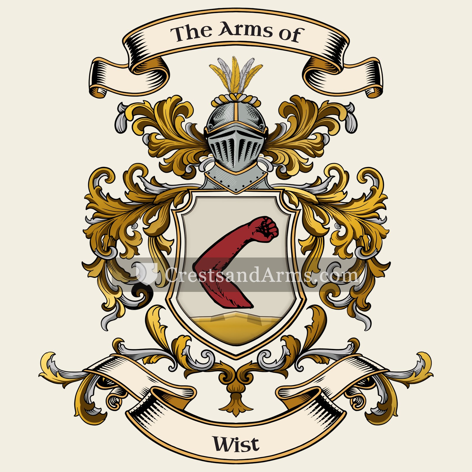 The Wist coat of arms, drawn from the recorded blazon