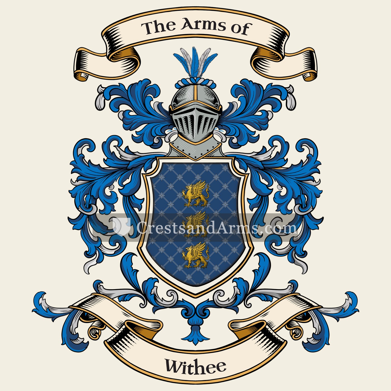 The Withee coat of arms, drawn from the recorded blazon