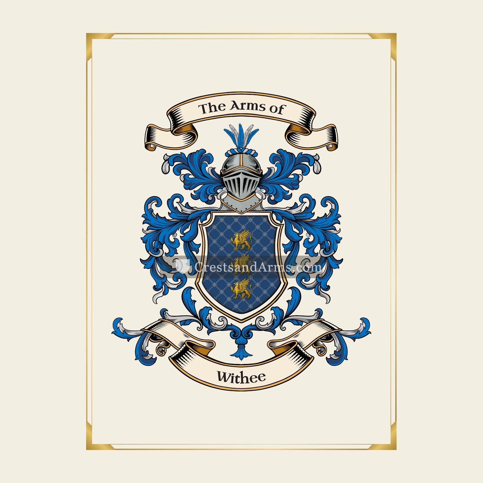 With gold border