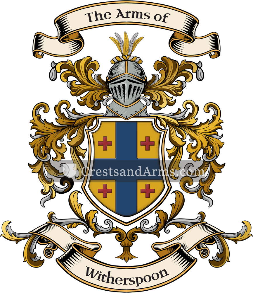 The Witherspoon coat of arms, drawn from the recorded blazon