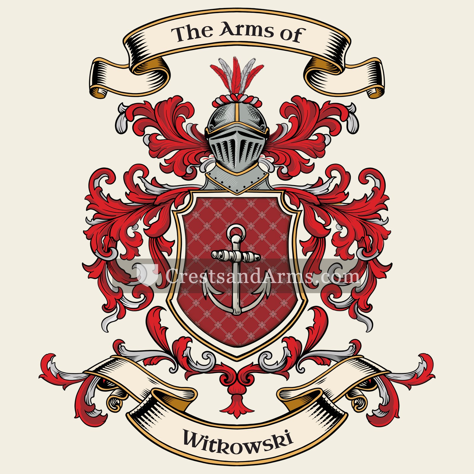 The Witkowski coat of arms, drawn from the recorded blazon