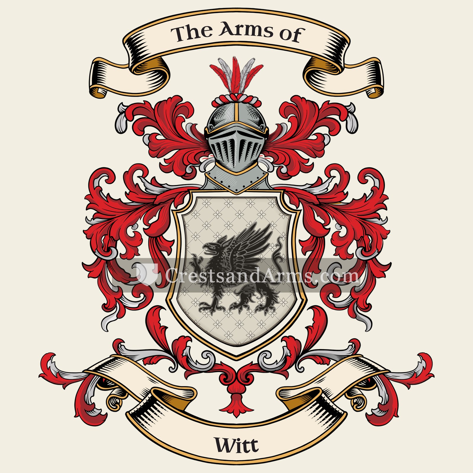 The Witt coat of arms, drawn from the recorded blazon