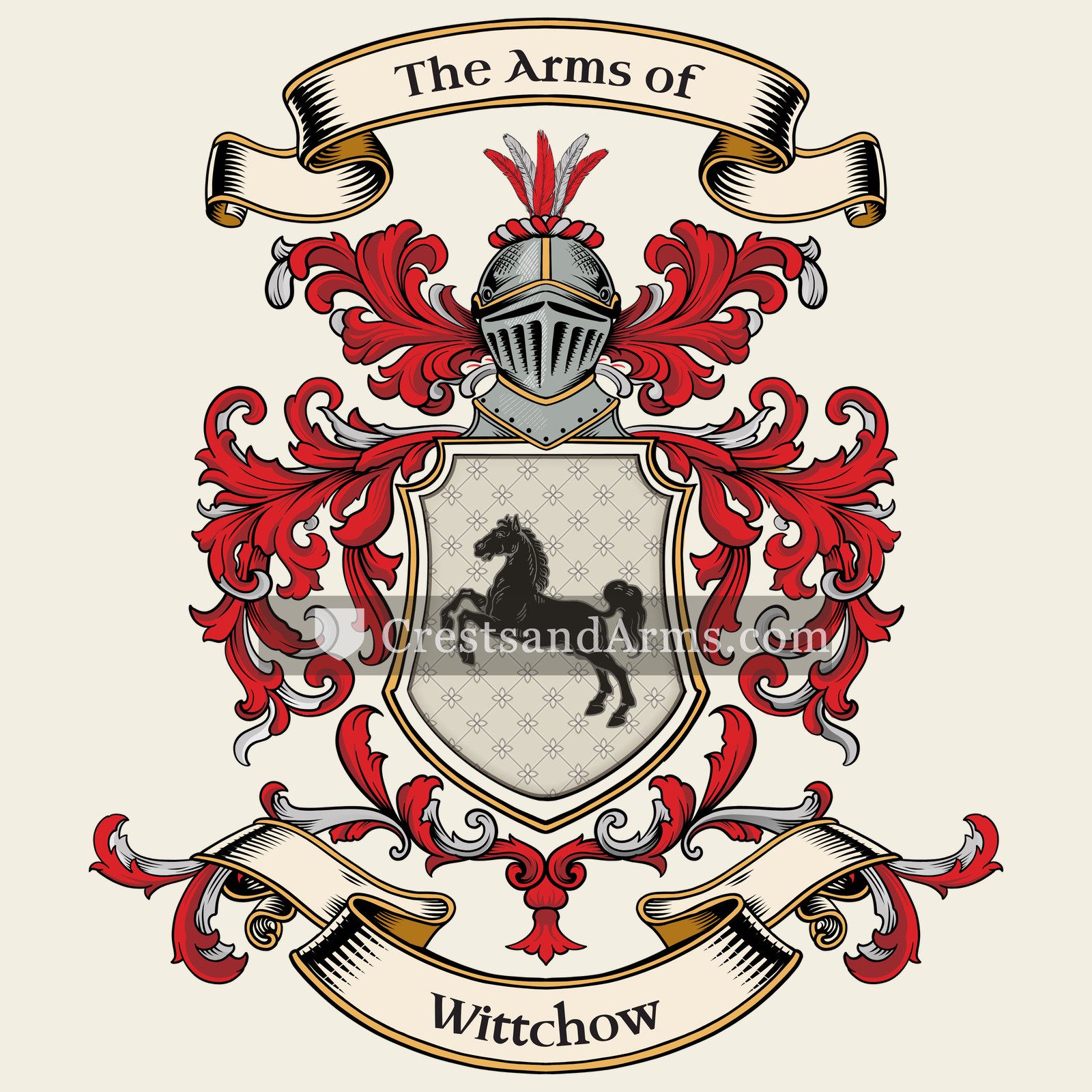 The Wittchow coat of arms, drawn from the recorded blazon