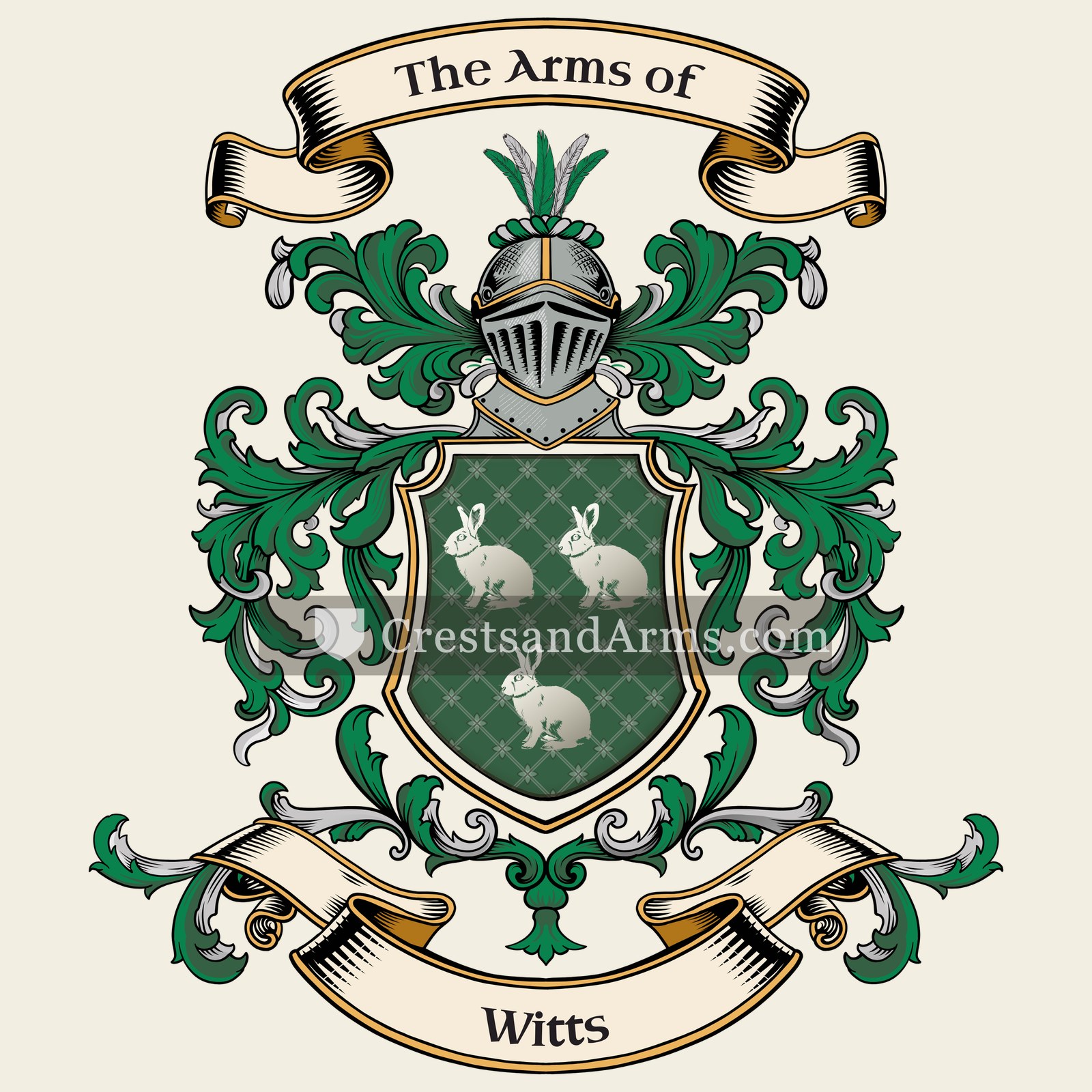 The Witts coat of arms, drawn from the recorded blazon