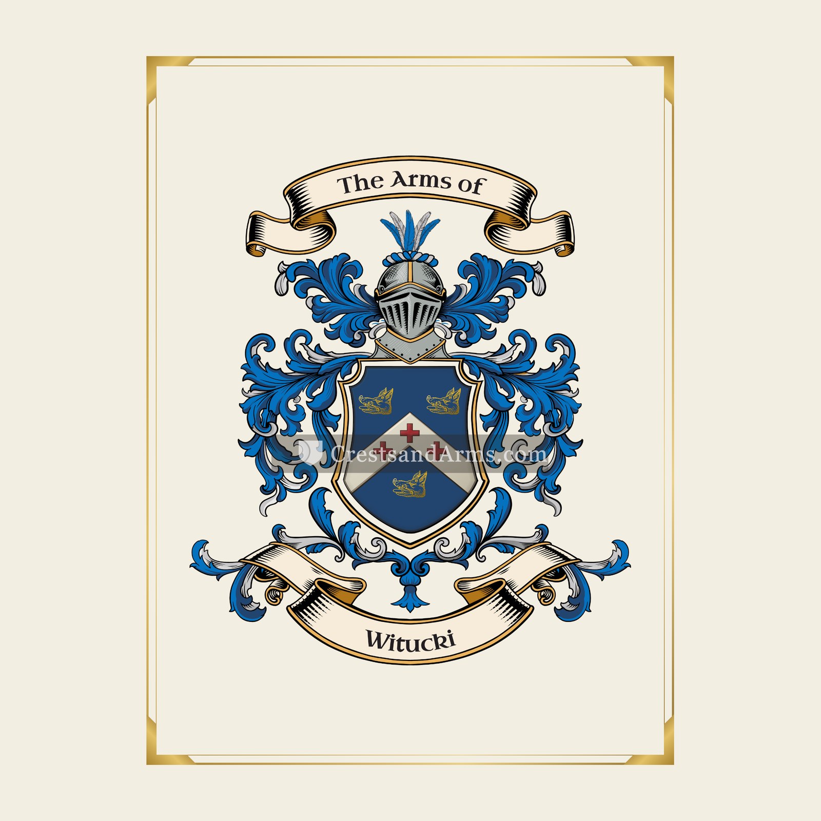 With gold border