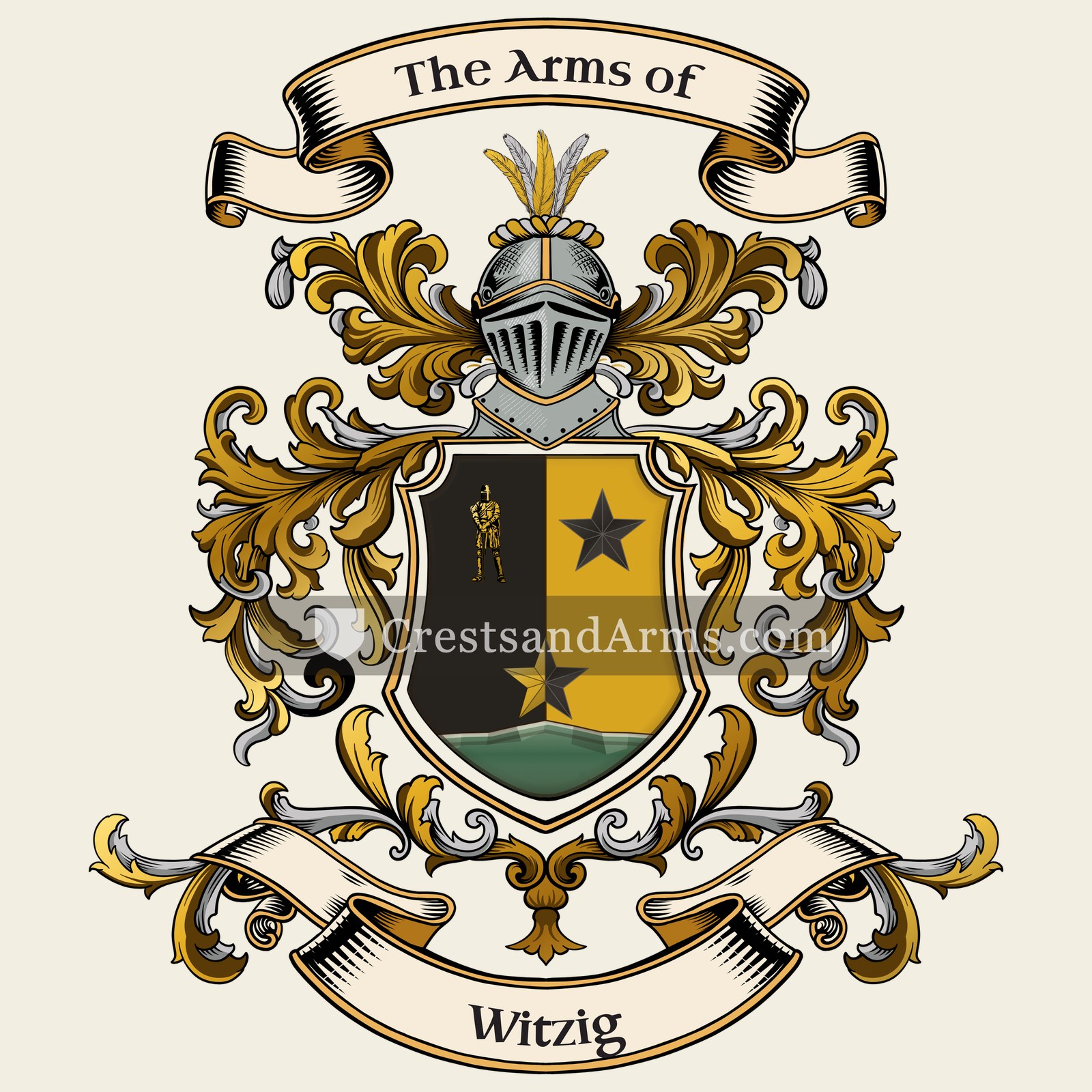 The Witzig coat of arms, drawn from the recorded blazon