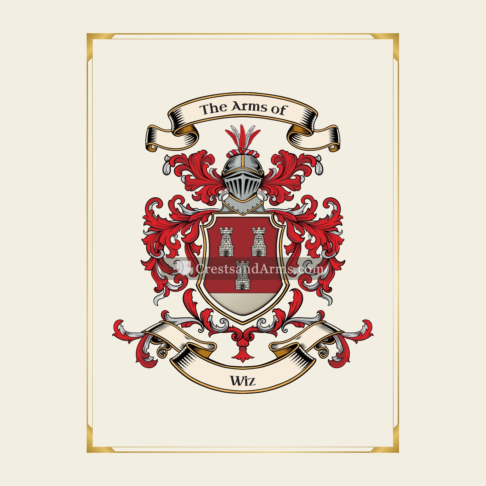 With gold border