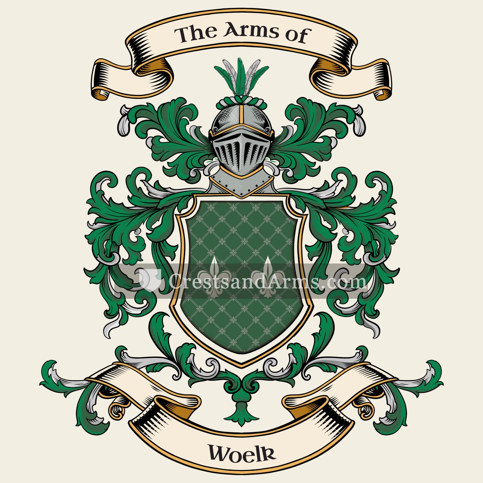 The Woelk coat of arms, drawn from the recorded blazon