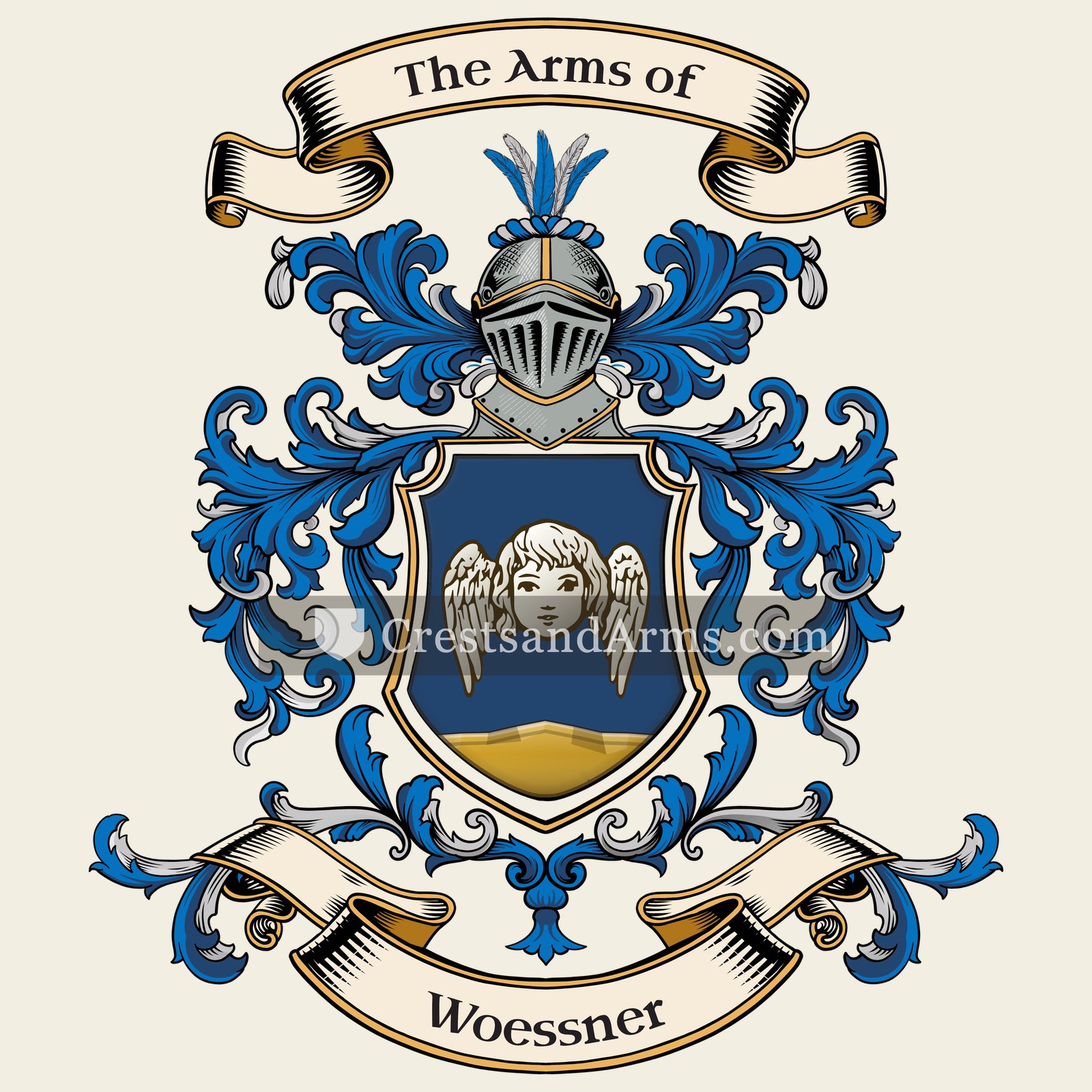 The Woessner coat of arms, drawn from the recorded blazon