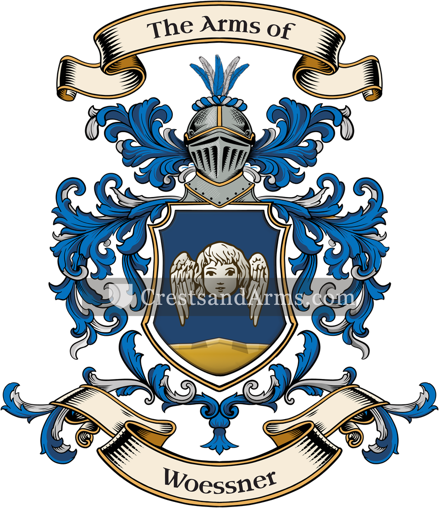 The Woessner coat of arms, drawn from the recorded blazon