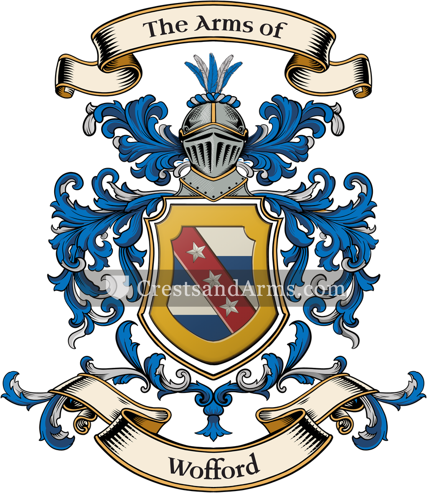 The Wofford coat of arms, drawn from the recorded blazon