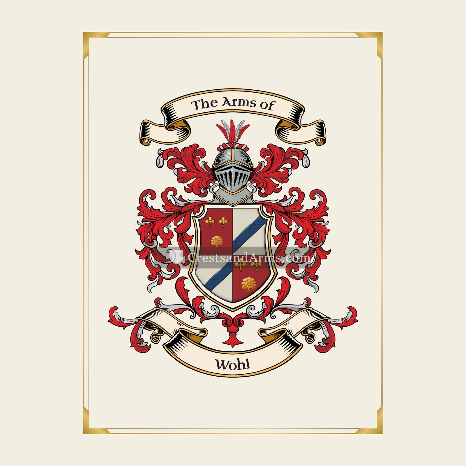 With gold border
